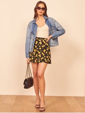 Reformation Lemon Drop Flounce Skirt